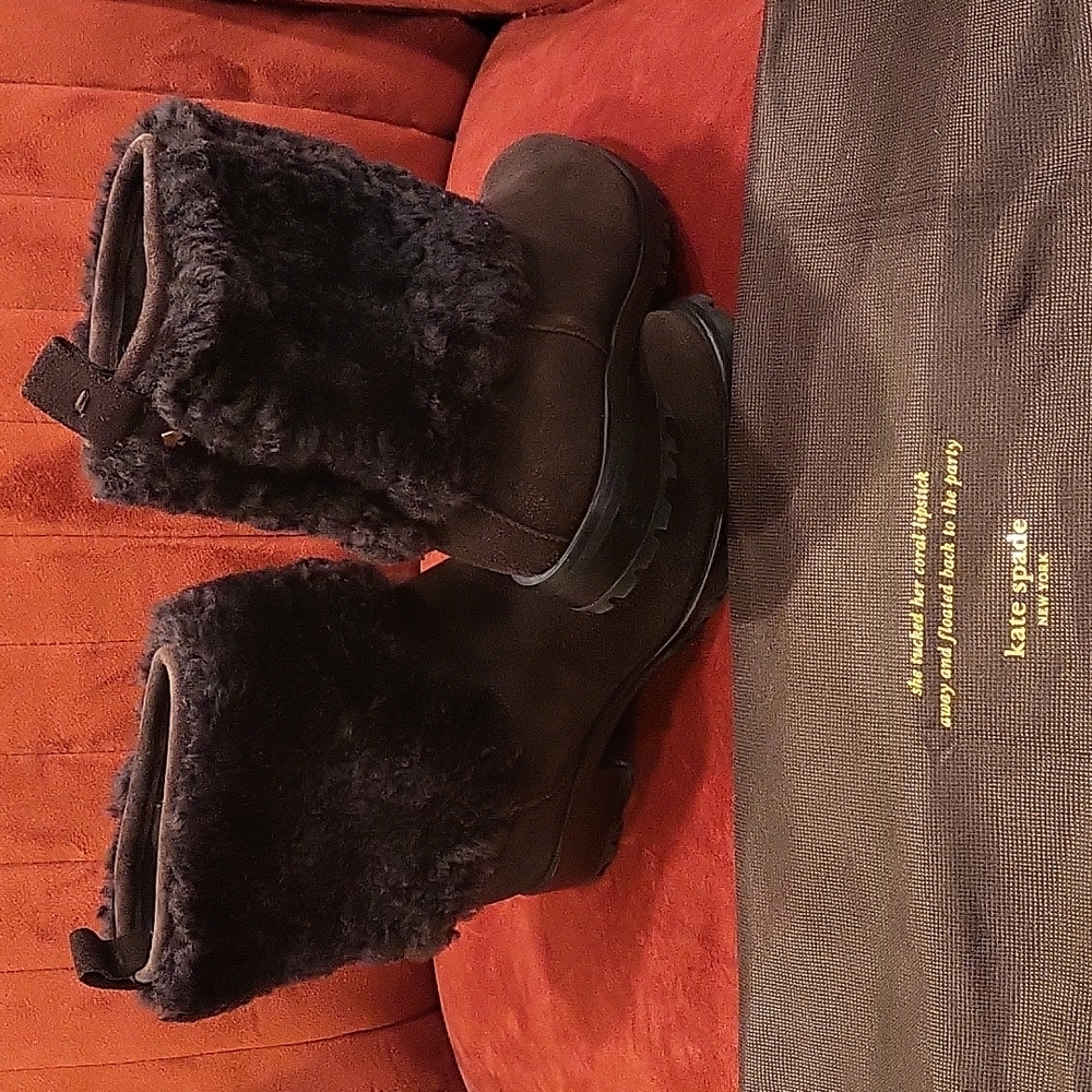 Kate spade brown shearling and suede boots